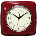 Retro Wall Clock - 9-1/.2 in. Square, Red